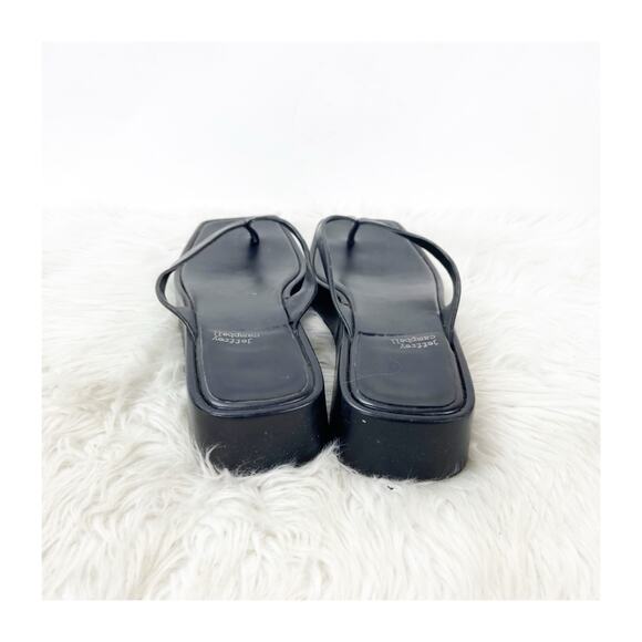 Jeffrey Campbell Y2K 11 Black Womens Leather Square Toe Thong Flip Flop Sandals - Picture 4 of 12
